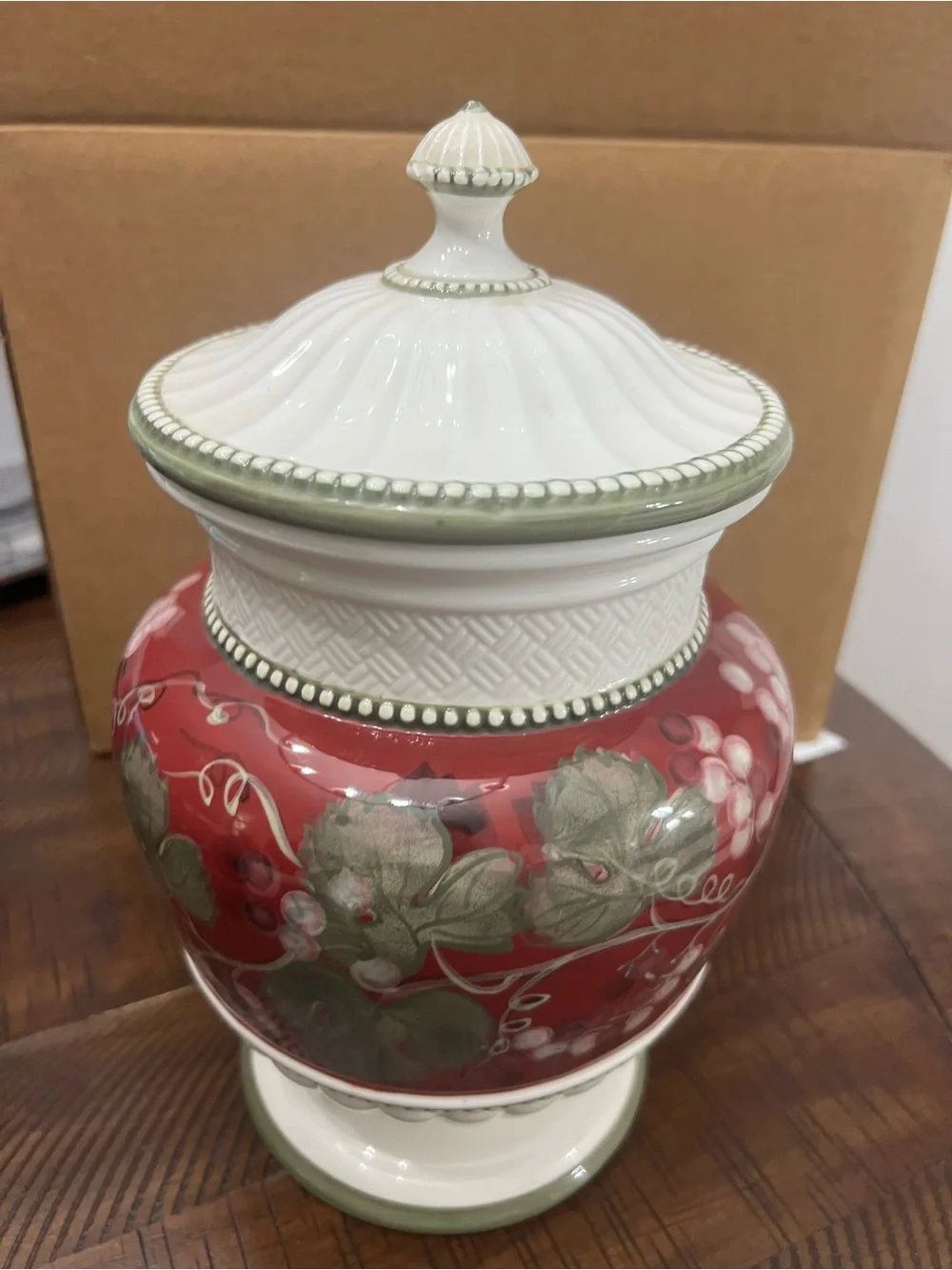Raymond Waites Red Grape Ceramic Canister With Lid 🍇